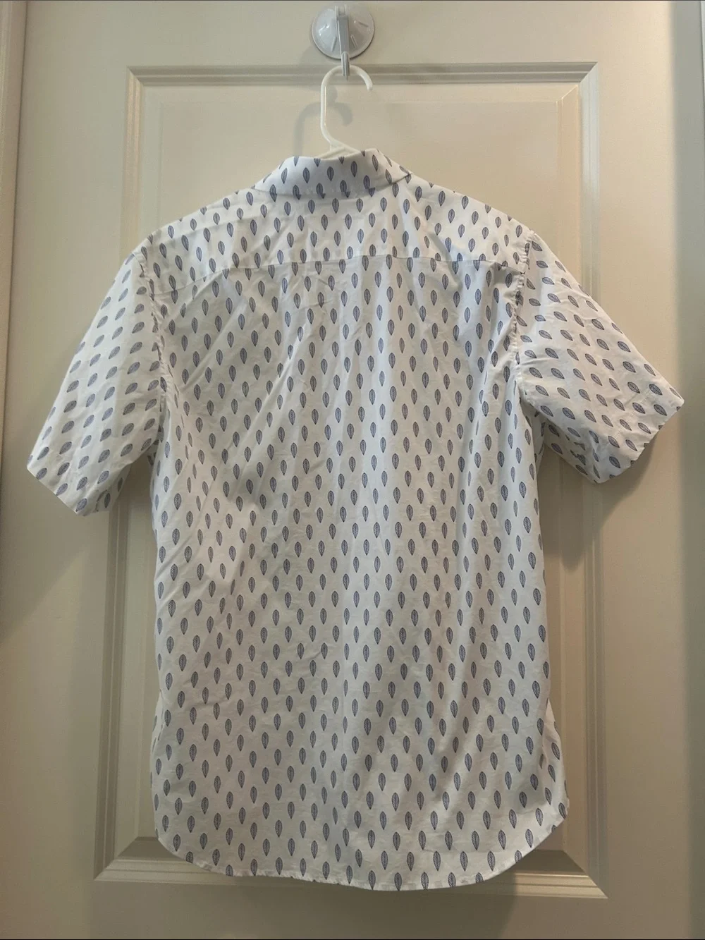 Banana Republic Tech Stretch Cotton Leaf Print Button Shirt Short Sleeve M Slim